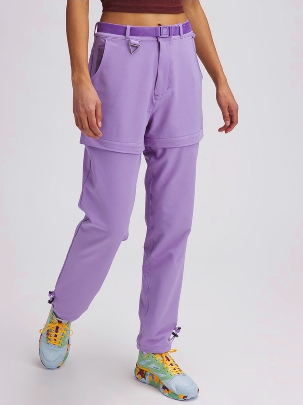 Stoic Zip Off Convertible Pants Purple Belted Hiking Camping Outdoor Size Med